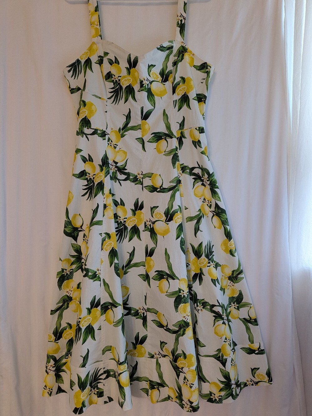 Avec Les Filles White Lemon-Print Maxi Dress with Green Leaves VIBRANT 🍋size 12
